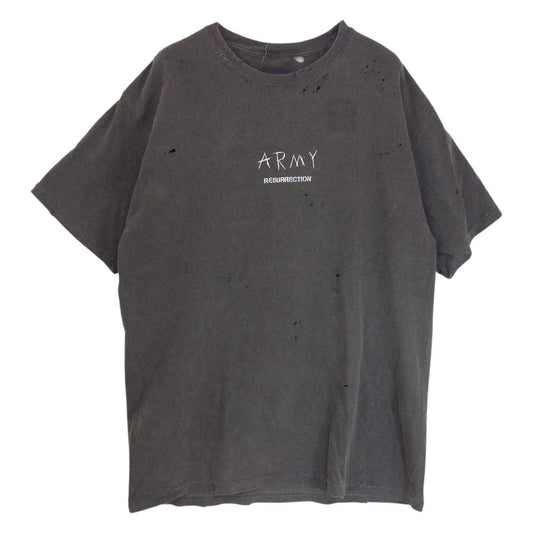 リザレクション FLAGSHIP SHOP 1st anniversary limited design T-shirt ハンドメイド クラッシュ加工 ARMY アーミー 半袖 Tシャツ グレー系 サイズ表記無【中古】