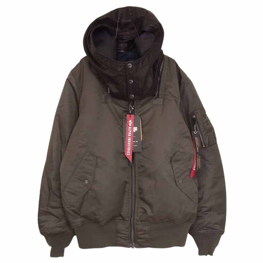 ISAMUKATAYAMA BACKLASH イサムカタヤマバックラッシュ x ALPHA INDUSTRIES ALP-01 REVERSIBLE MA-1 アルファ 着脱可能レザーフード リバーシブル ブルゾン グレー系 M【極上美品】【中古】
