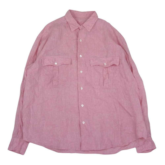 PORTER CLASSIC ポータークラシック リネン ロールアップ 長袖 シャツ レッド系 M【中古】