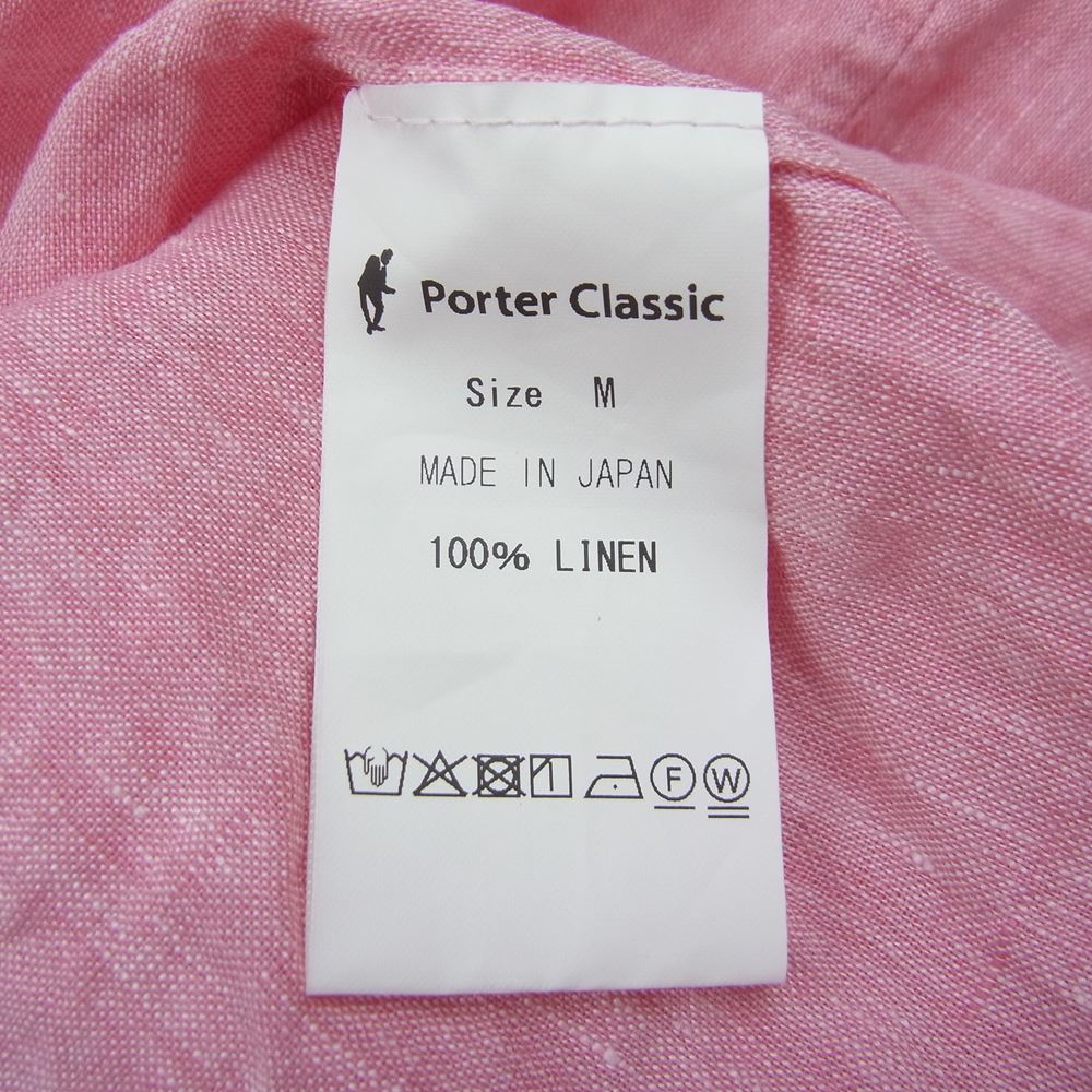 PORTER CLASSIC ポータークラシック リネン ロールアップ 長袖 シャツ レッド系 M【中古】