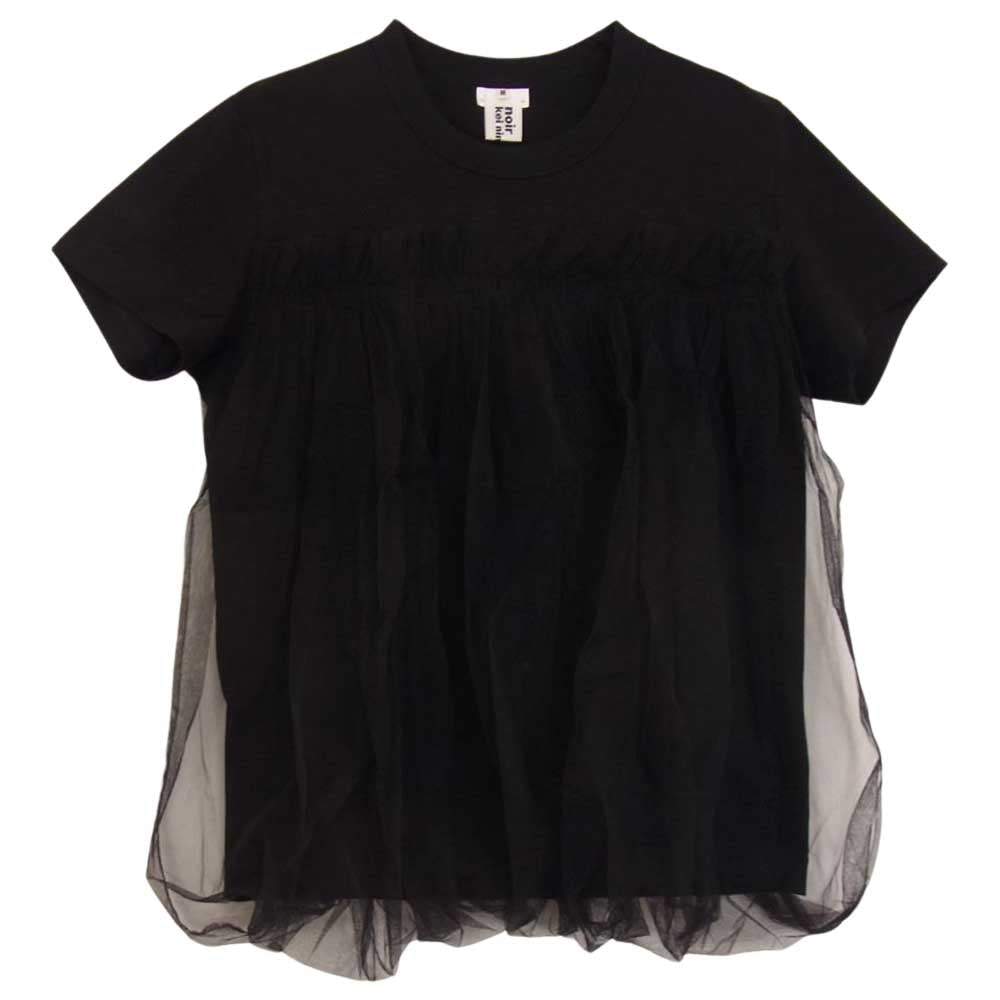 ノワール ケイニノミヤ コムデギャルソン 20AW 3E-T002 チュール 切替 Tシャツ 半袖 ブラック系 M【中古】