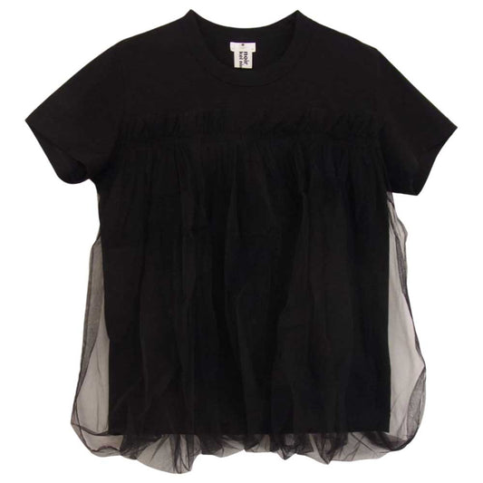 ノワール ケイニノミヤ コムデギャルソン 20AW 3E-T002 チュール 切替 Tシャツ 半袖 ブラック系 M【中古】
