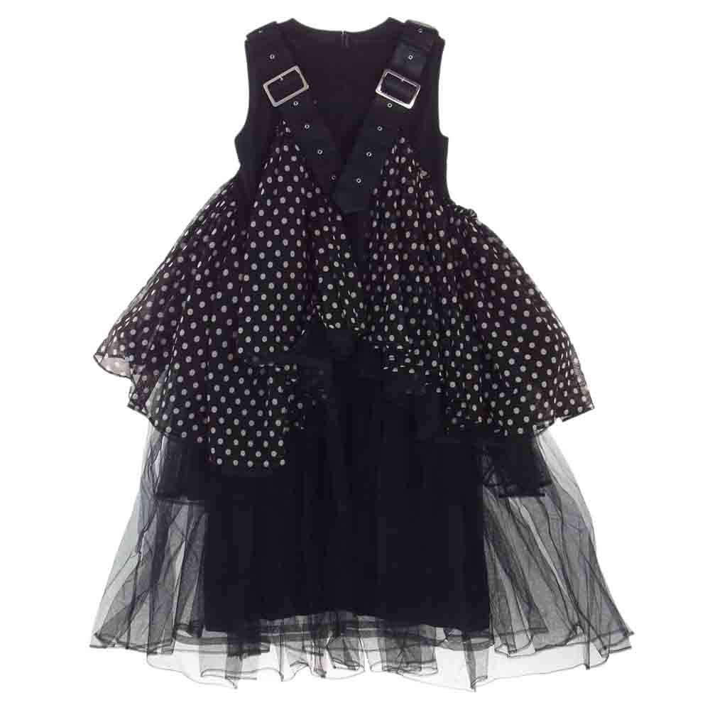ノワール ケイニノミヤ コムデギャルソン 21AW 3H-O005 ドット切替 Aライン ベルテッド チュール ワンピース ブラック系【中古】