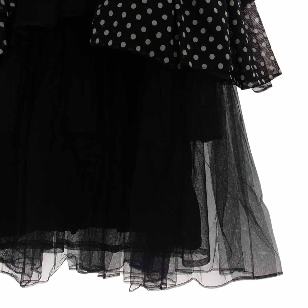 ノワール ケイニノミヤ コムデギャルソン 21AW 3H-O005 ドット切替 Aライン ベルテッド チュール ワンピース ブラック系【中古】