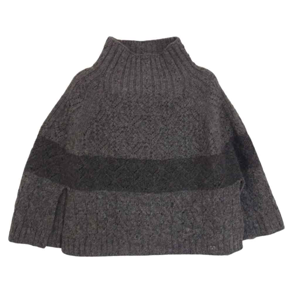 tao COMME des GARCONS タオ コムデギャルソン TJ-N033 AD2022 ウール 透かし MIX ハイネック ニット ポンチョ グレー系 M【新古品】【未使用】【中古】