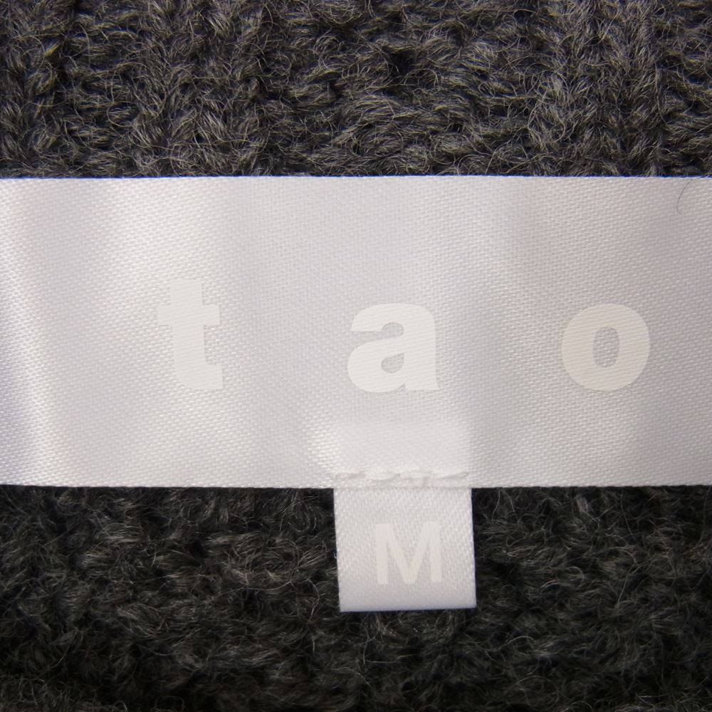 tao COMME des GARCONS タオ コムデギャルソン TJ-N033 AD2022 ウール 透かし MIX ハイネック ニット ポンチョ グレー系 M【新古品】【未使用】【中古】
