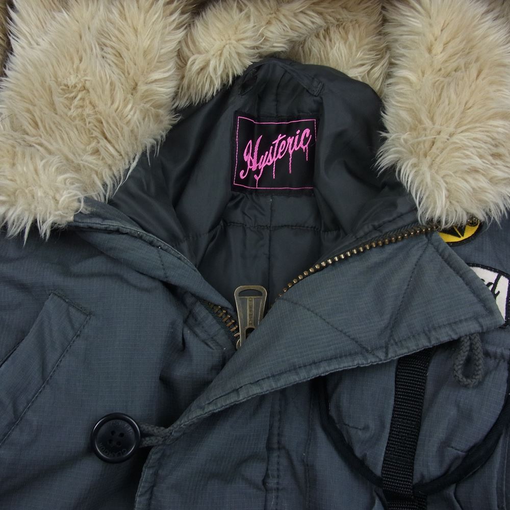 HYSTERIC GLAMOUR ヒステリックグラマー 2AC-8090 ワッペン付き N-3B プリマロフト 中綿 ジャケット カーキ系 F【中古】
