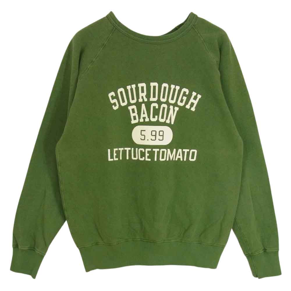 ミクスタ USA製 フロッキー プリント スウェット グリーン系 S【新古品】【未使用】【中古】