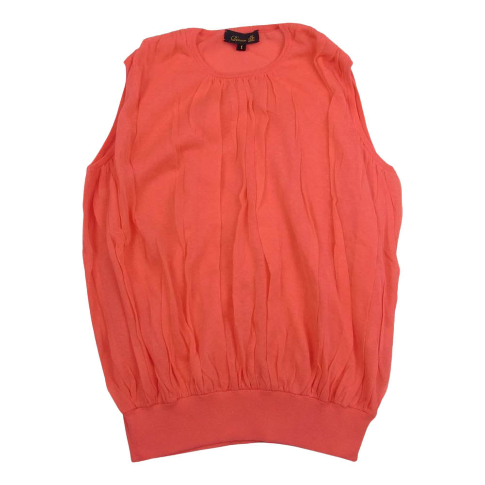 Drawer ドゥロワー 6518-106-0419 D SM CO/NY18G LAYER NSL 18G フロントギャザー ノースリーブ ニット ピンク系 1【中古】