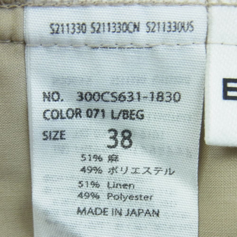ENFOLD エンフォルド 300CS631-1830 リネンライク ワイド パンツ 日本製 ベージュ系 38【中古】