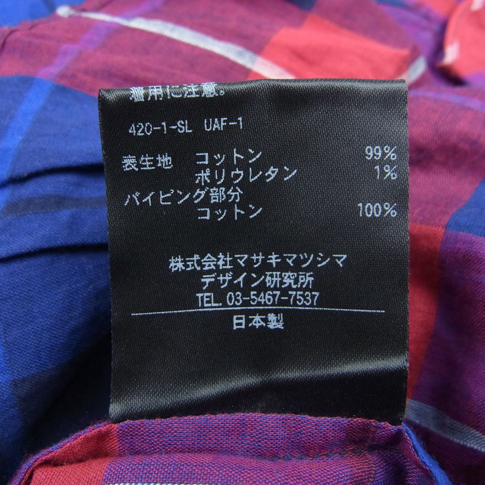 ティーマットマサキパリ チェック フリル 長袖 ブラウス  レッド系 ネイビー系 1【中古】