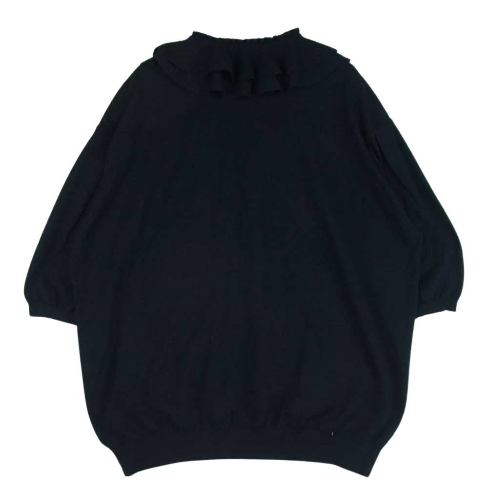 Drawer ドゥロワー 21SS 6518-199-0455 18G コットン Vネック フリル ニット 中国製 ブラック系 2【中古】