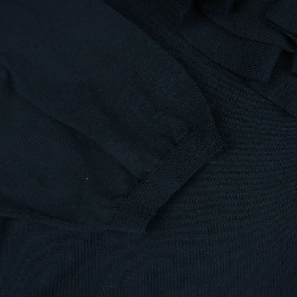 Drawer ドゥロワー 21SS 6518-199-0455 18G コットン Vネック フリル ニット 中国製 ブラック系 2【中古】