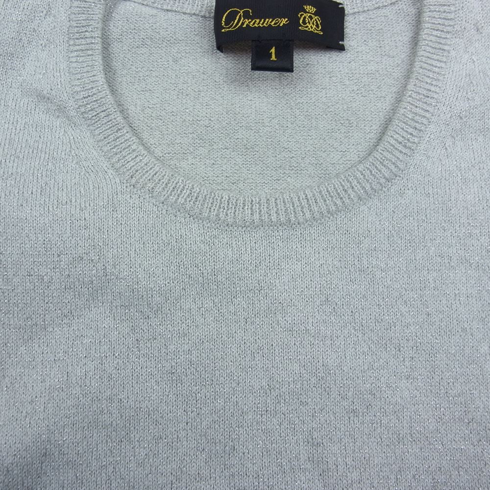 Drawer ドゥロワー 21SS 6518-199-0410 D SM CO/NY GTHSLV CN PO ラメ ギャザースリーブ プルオーバー ニット シルバー系 1【中古】