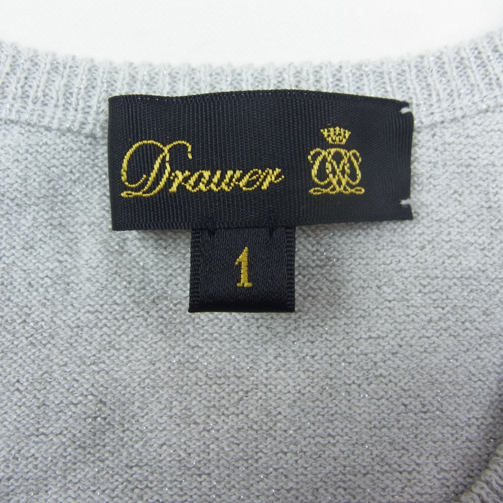 Drawer ドゥロワー 21SS 6518-199-0410 D SM CO/NY GTHSLV CN PO ラメ ギャザースリーブ プルオーバー ニット シルバー系 1【中古】