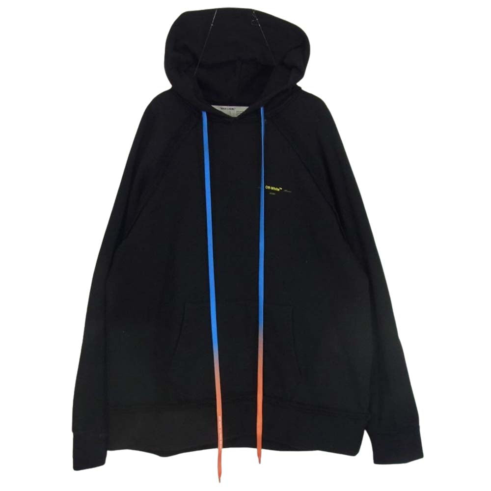 OFF-WHITE オフホワイト 19AW OMBB057F19E30010 Hooded Sweatshirt ペンキ アロー プリント プルオーバ― パーカー ブラック系 S【中古】