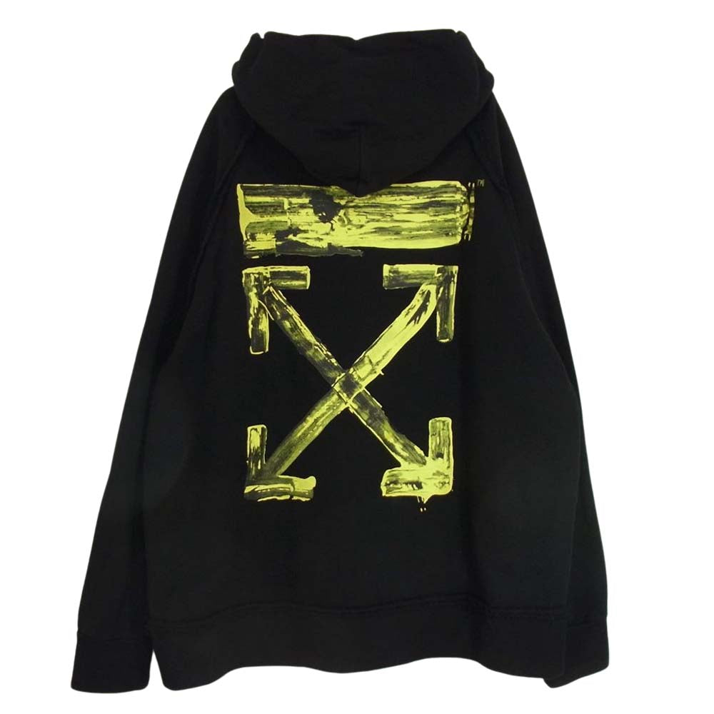 OFF-WHITE オフホワイト 19AW OMBB057F19E30010 Hooded Sweatshirt ペンキ アロー プリント プルオーバ― パーカー ブラック系 S【中古】
