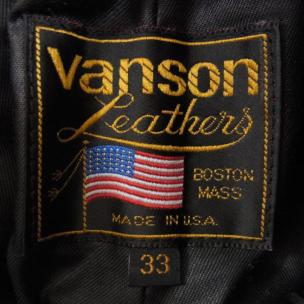VANSON バンソン レザー パンツ ブラック系 33【中古】
