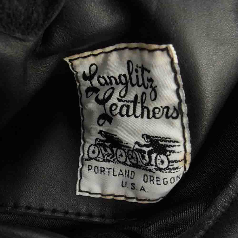 LANGLITZ LEATHERS ラングリッツレザーズ Timberline ティンバーライン ハーフレース プルオーバ― レザー ジャケット ブラック系 43【中古】