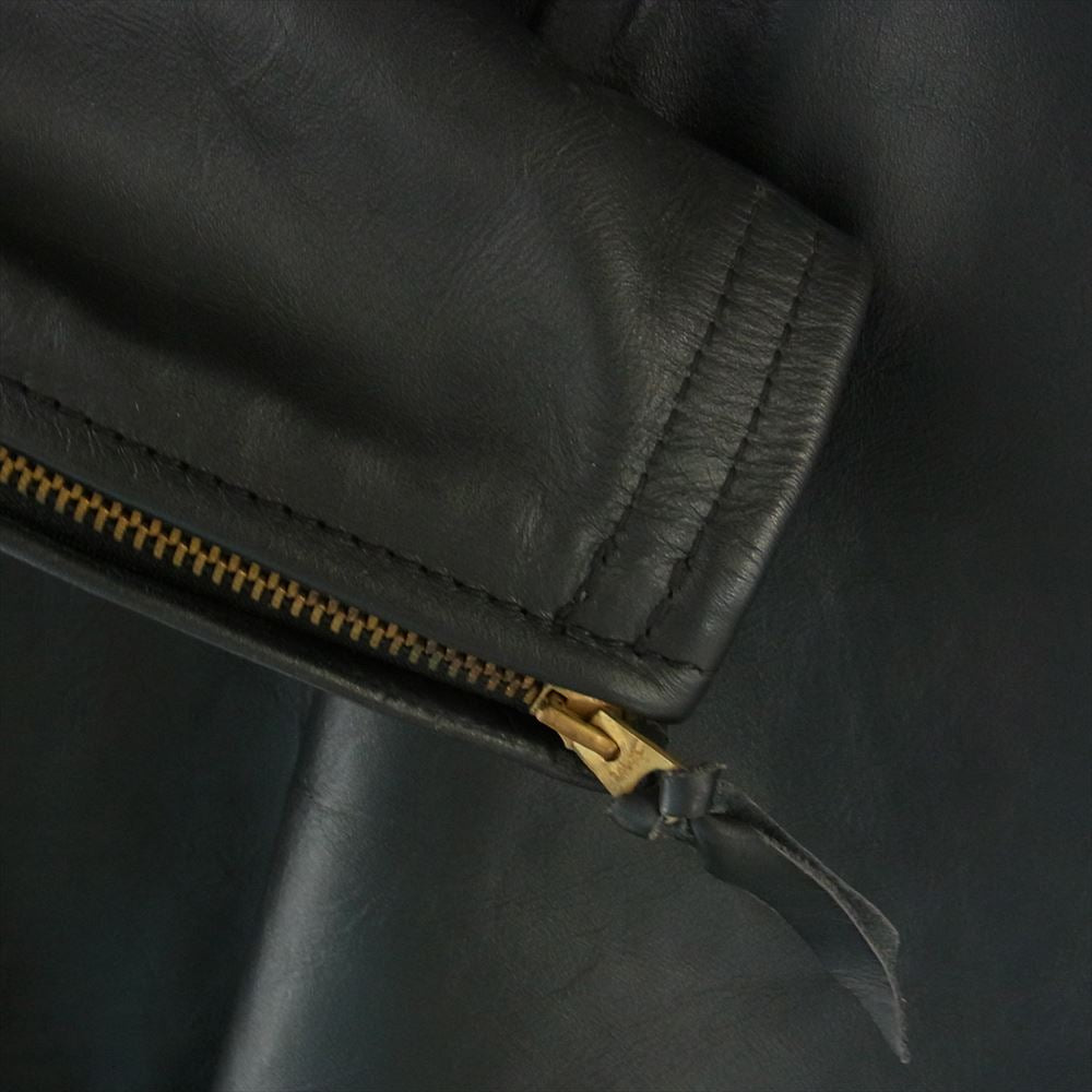 LANGLITZ LEATHERS ラングリッツレザーズ Timberline ティンバーライン ハーフレース プルオーバ― レザー ジャケット ブラック系 43【中古】