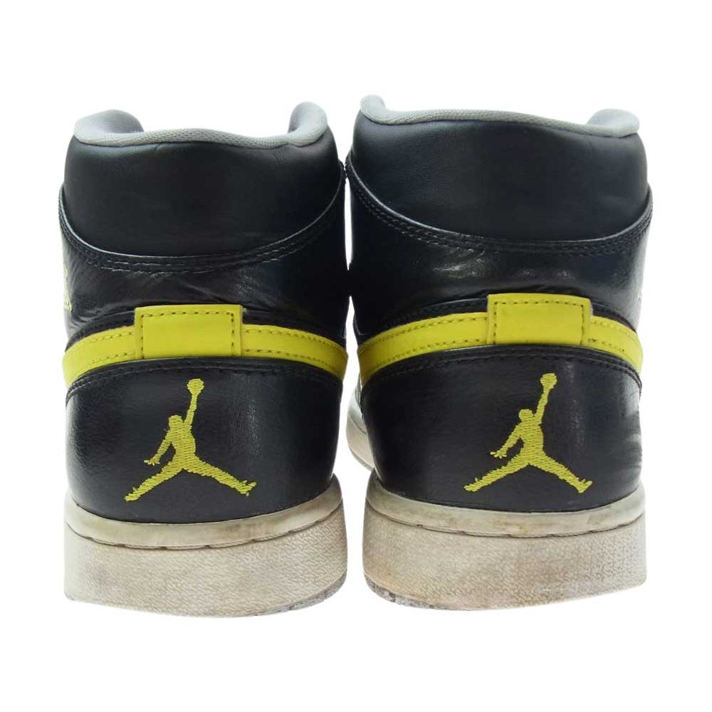 NIKE ナイキ 554724-070　 AIR JPRDAN 1 MID BLACK/VIBRANT YELLOW WOLF GREY ヴィブラント イエロー ウルフグレー サンダー ミッド カット スニーカー  ブラック系 イエロー系 27.5cm【中古】