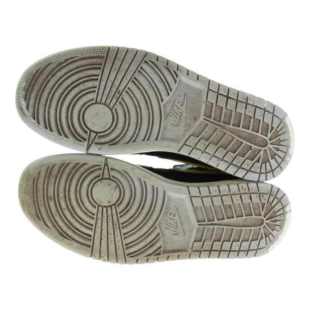 NIKE ナイキ 554724-070　 AIR JPRDAN 1 MID BLACK/VIBRANT YELLOW WOLF GREY ヴィブラント イエロー ウルフグレー サンダー ミッド カット スニーカー  ブラック系 イエロー系 27.5cm【中古】