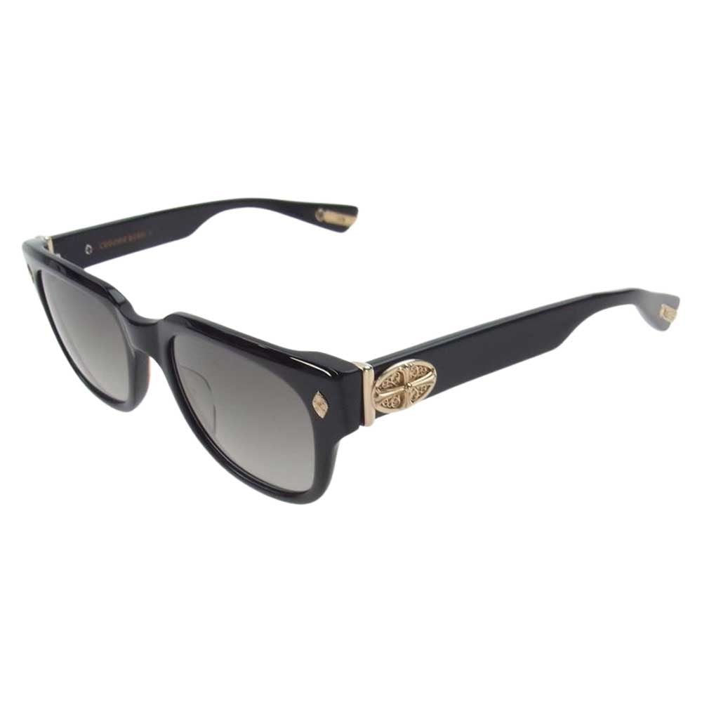 CHROME HEARTS クロムハーツ（原本無） 購入店印字冊子付 GIVENHED 18KGP クラシックオーバルクロス テンプル スクエア サングラス ブラック系 ゴールド系【中古】