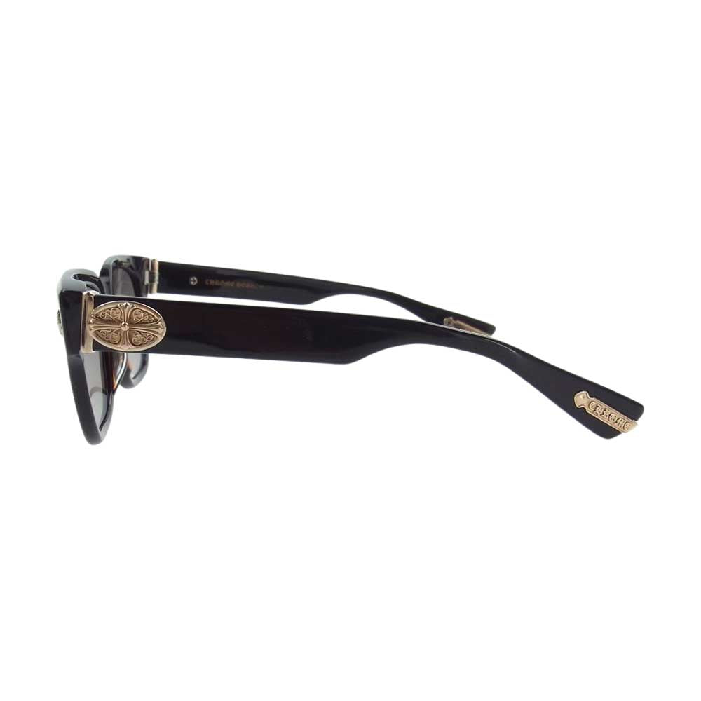 CHROME HEARTS クロムハーツ（原本無） 購入店印字冊子付 GIVENHED 18KGP クラシックオーバルクロス テンプル スクエア サングラス ブラック系 ゴールド系【中古】