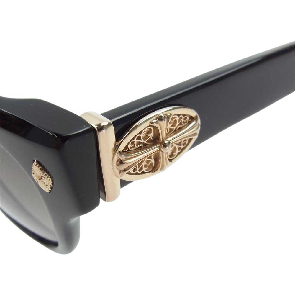 CHROME HEARTS クロムハーツ（原本無） 購入店印字冊子付 GIVENHED 18KGP クラシックオーバルクロス テンプル スクエア サングラス ブラック系 ゴールド系【中古】