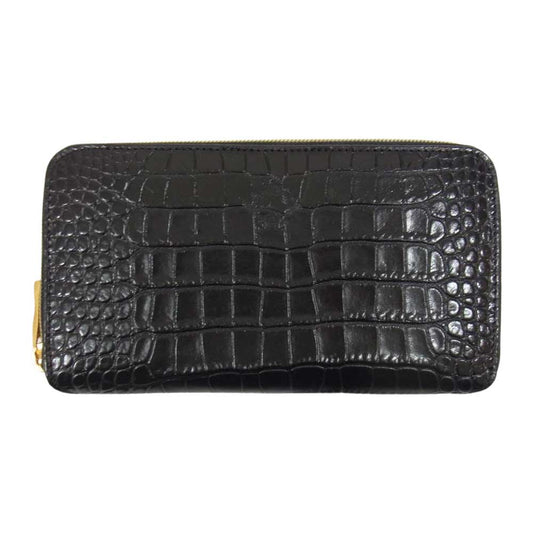 Orobianco オロビアンコ COCCOLINO-LUCIDO-NERO-99 INTRA-I 型押し レザー ウォレット 長財布 ブラック系【中古】