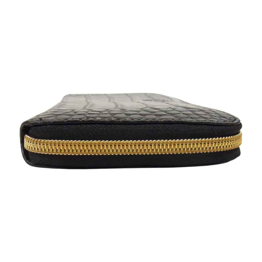 Orobianco オロビアンコ COCCOLINO-LUCIDO-NERO-99 INTRA-I 型押し レザー ウォレット 長財布 ブラック系【中古】