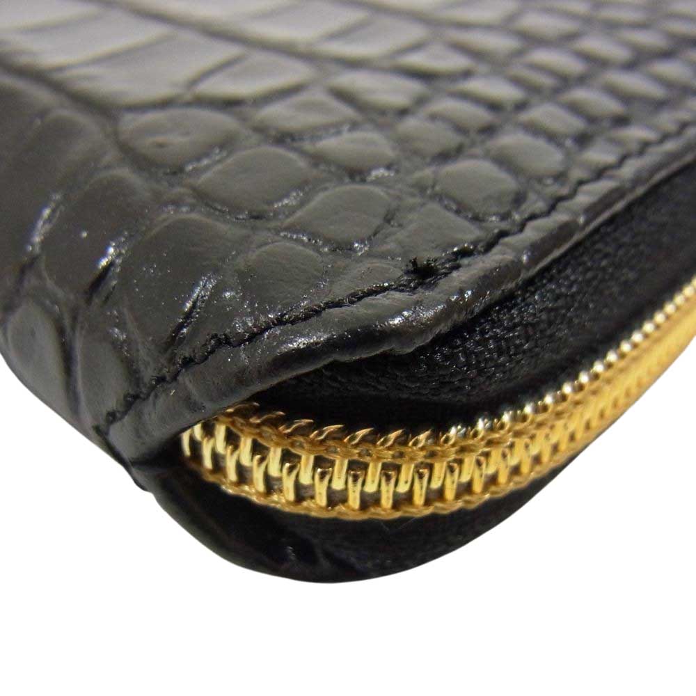 Orobianco オロビアンコ COCCOLINO-LUCIDO-NERO-99 INTRA-I 型押し レザー ウォレット 長財布 ブラック系【中古】