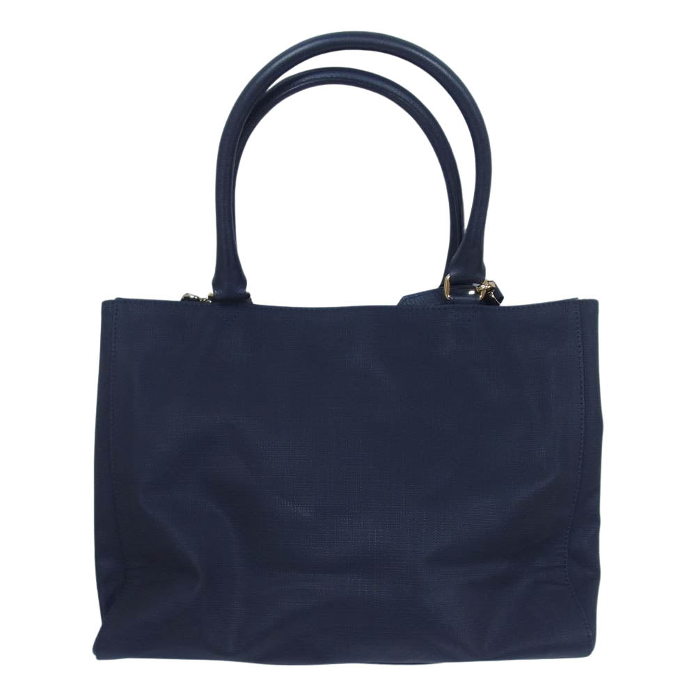 BURBERRY BLUE LABEL バーバリーブルーレーベル チェック フラップ 2WAY レザー ショルダー ハンド バッグ ダークネイビー系【中古】