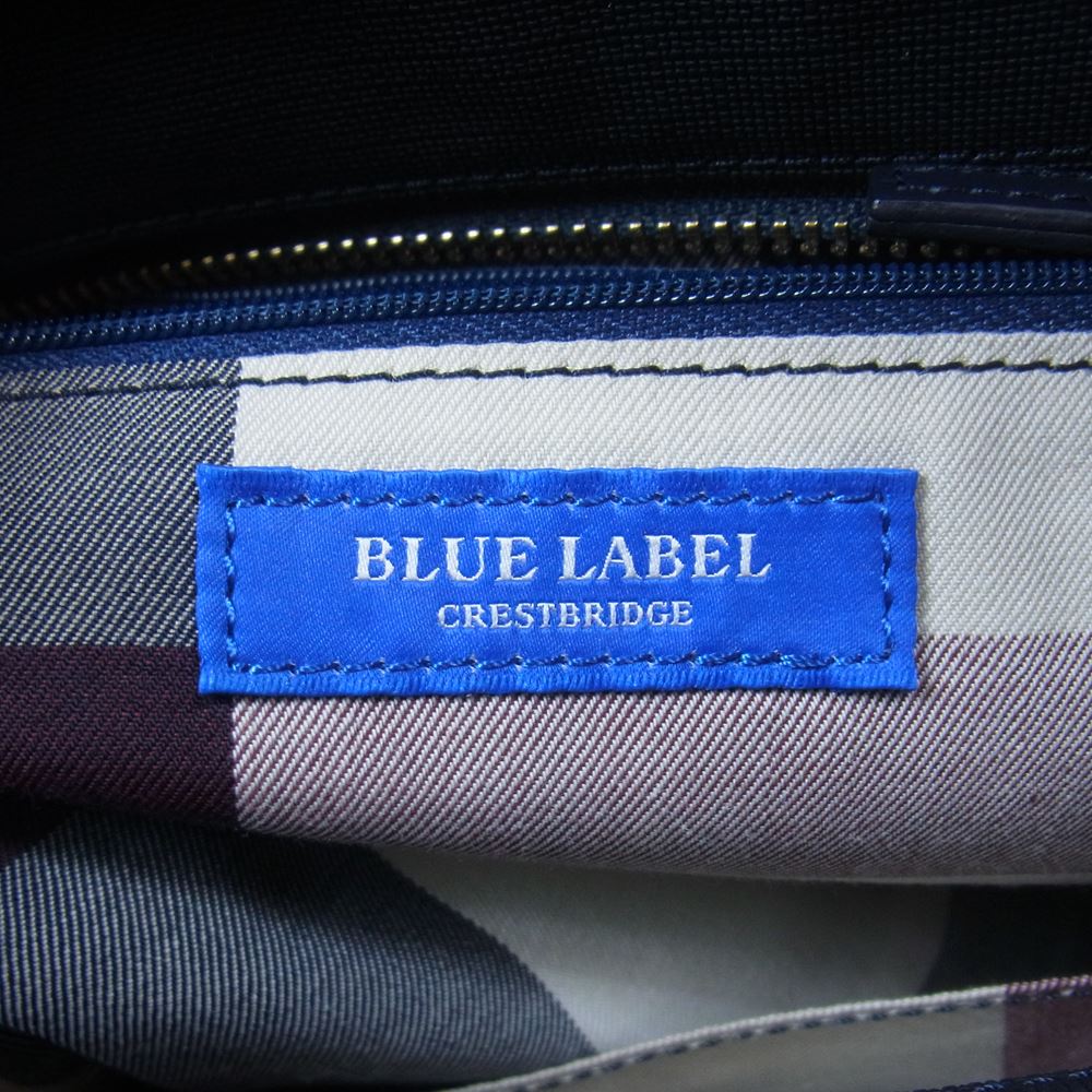 BURBERRY BLUE LABEL バーバリーブルーレーベル チェック フラップ 2WAY レザー ショルダー ハンド バッグ ダークネイビー系【中古】