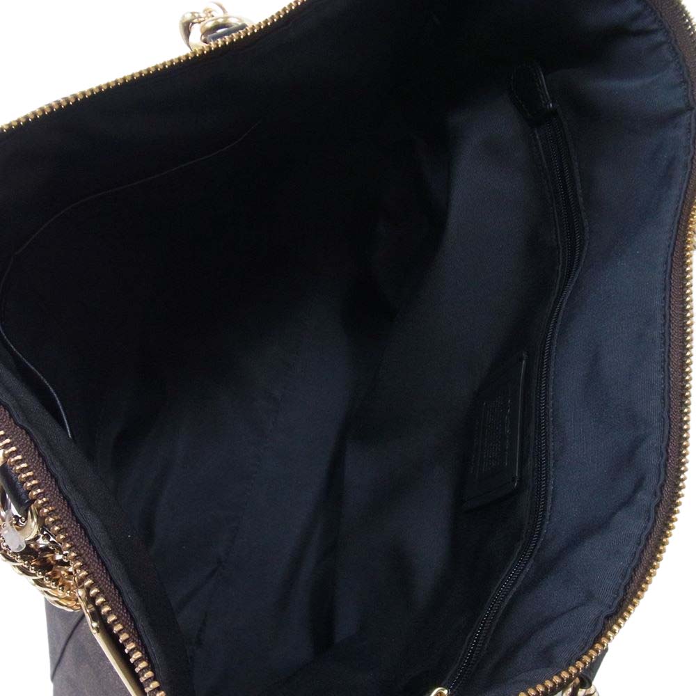 COACH コーチ シグネチャー チェーン トート バッグ ダークブラウン系【中古】
