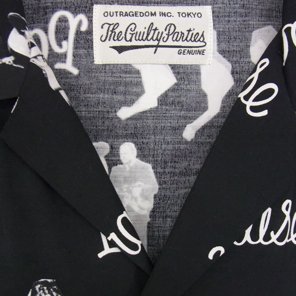 WACKO MARIA ワコマリア ROCKABILLY S/S HAWAIIAN SHIRTS ロカビリー 総柄 ハワイアン アロハ 半袖 レーヨン シャツ ブラック系 M【中古】