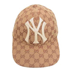 GUCCI グッチ 18AW  × NY Yankees MLB GG キャンバス ベースボール キャップ 帽子 ニューヨーク ヤンキース  ブラウン系 57～61【中古】