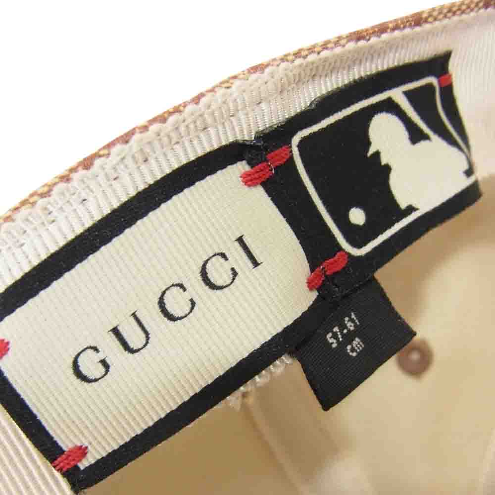 GUCCI グッチ 18AW  × NY Yankees MLB GG キャンバス ベースボール キャップ 帽子 ニューヨーク ヤンキース  ブラウン系 57～61【中古】