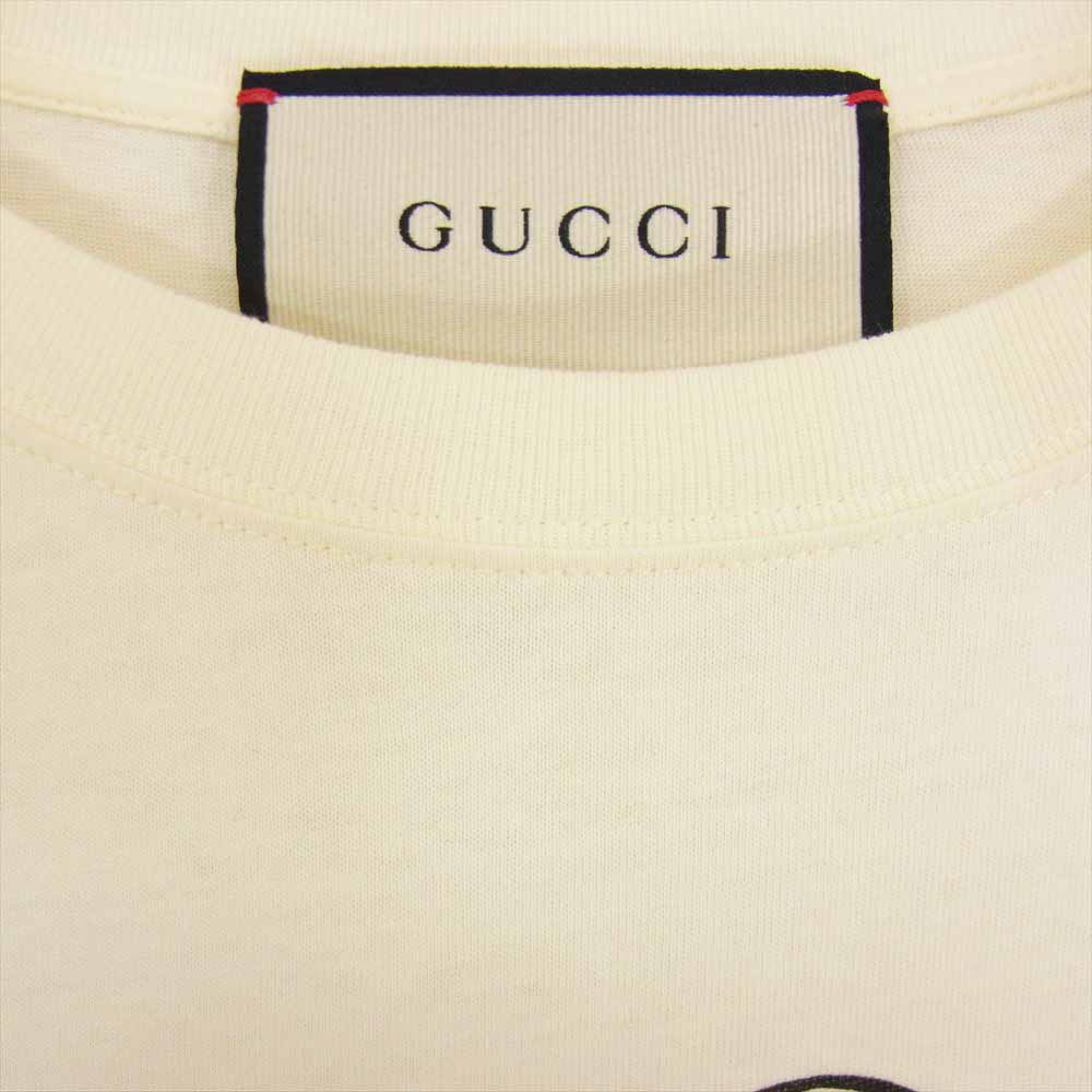 GUCCI グッチ 19SS 493117 XJAN8 【クリーニング済】リップ プリント 赤い唇 半袖 Tシャツ TEE オフホワイト系 XS【中古】