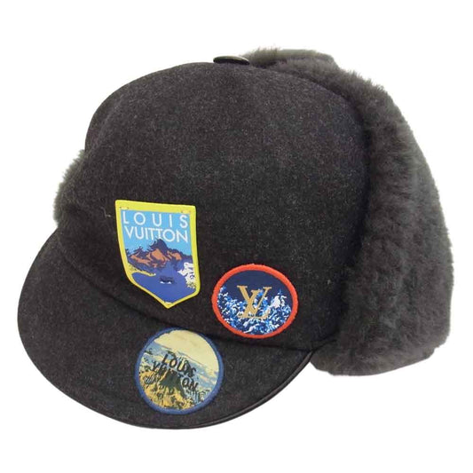 LOUIS VUITTON ルイ・ヴィトン M71199 【クリーニング済】 ファー アルプス ウール カシミヤ フライト キャップ トラッパー キャップ グレー系 60cm【美品】【中古】