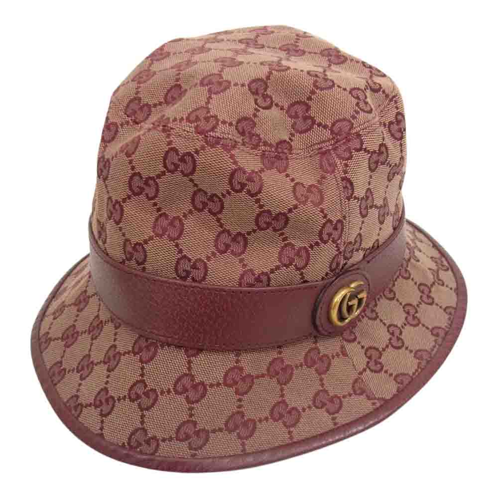 GUCCI グッチ 【クリーニング済】GG キャンバス バケット ハット エンジ系【中古】