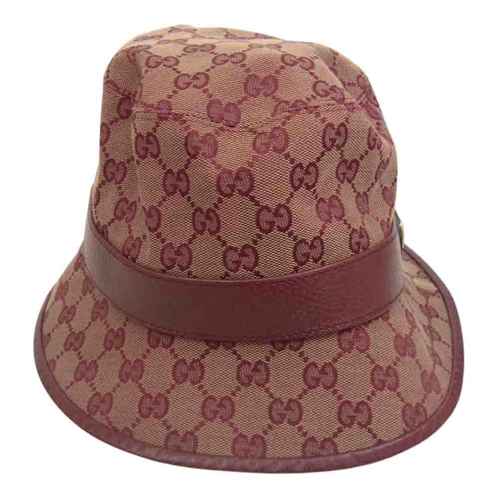GUCCI グッチ 【クリーニング済】GG キャンバス バケット ハット エンジ系【中古】