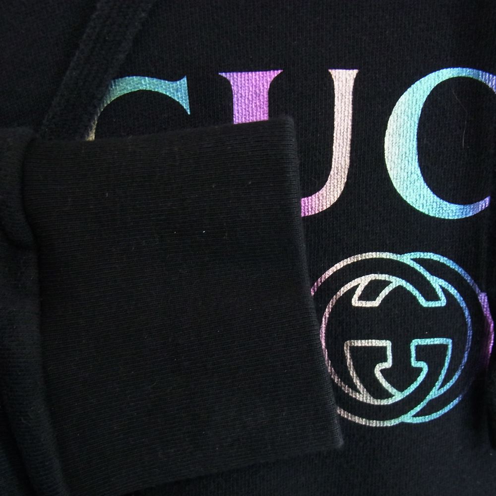 GUCCI グッチ 475374 XJAPA レインボー ロゴ スウェット パーカー フーディー  ブラック系 XS【中古】