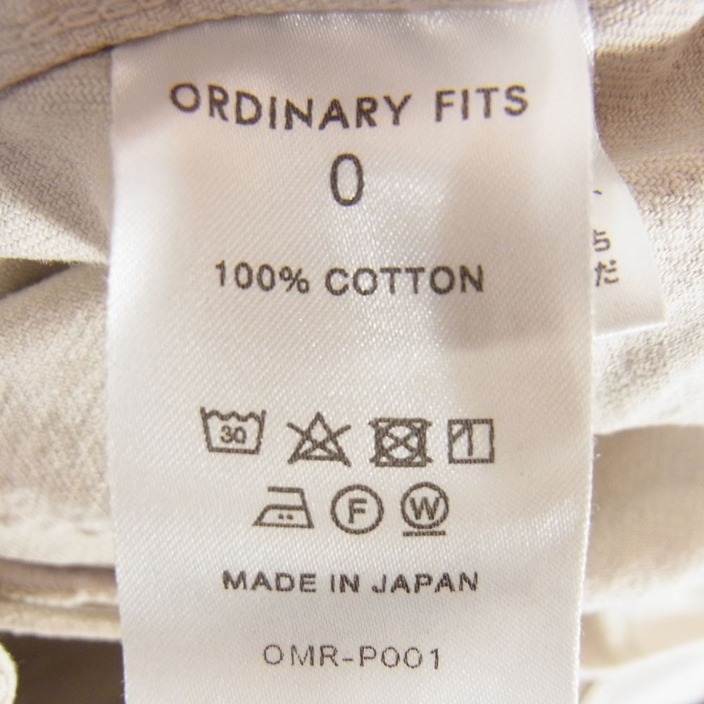 オーディナリーフィッツ OMR-P001 ウエストゴム ベイカー パンツ ベージュ系【新古品】【未使用】【中古】