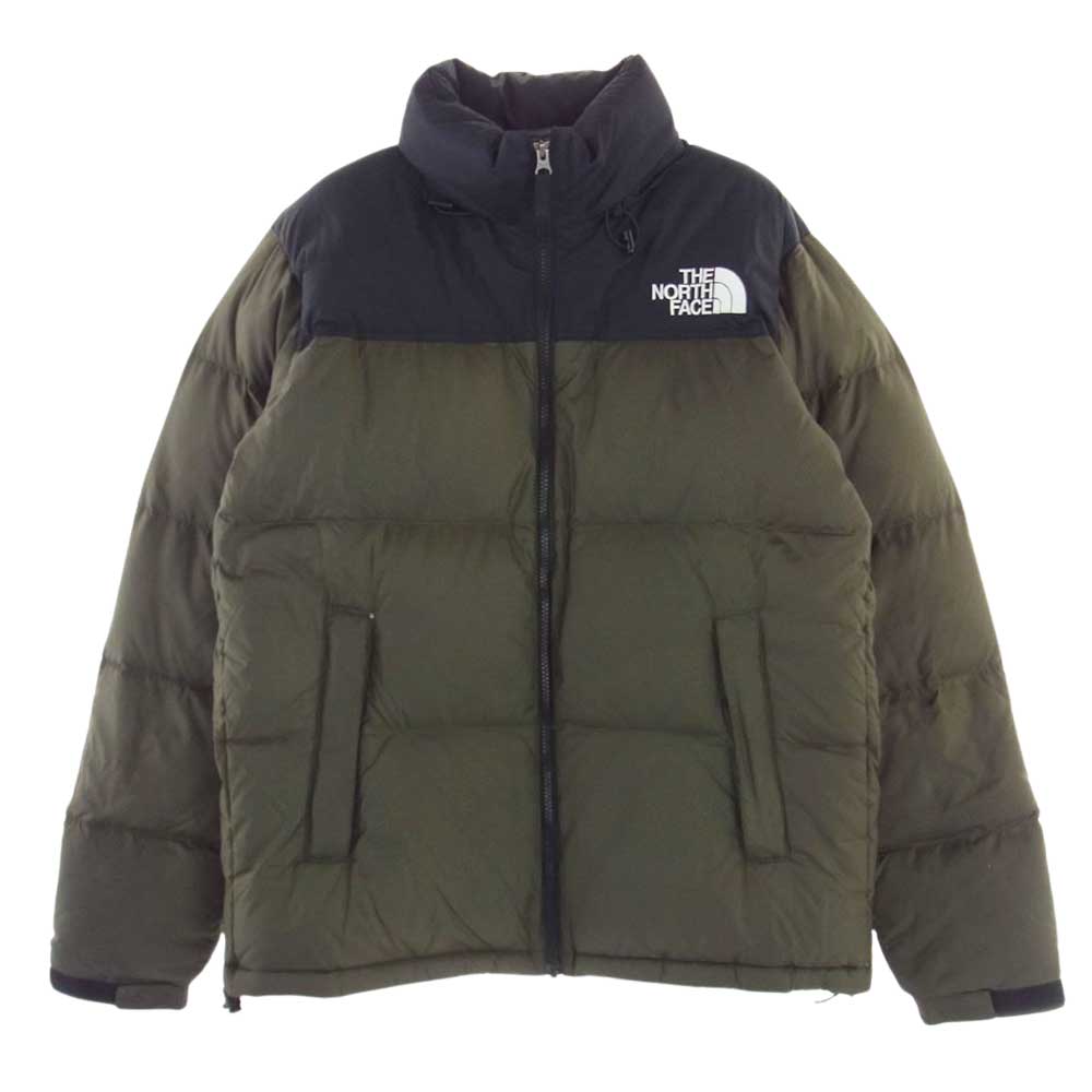 THE NORTH FACE ノースフェイス ND91841  NUPTSE JACKET ヌプシ ジャケット ロゴ刺繍 ナイロン ジップ アップ ダウン  カーキ系 ブラック系 XL【中古】