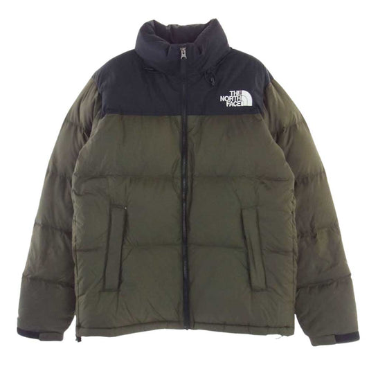 THE NORTH FACE ノースフェイス ND91841  NUPTSE JACKET ヌプシ ジャケット ロゴ刺繍 ナイロン ジップ アップ ダウン  カーキ系 ブラック系 XL【中古】