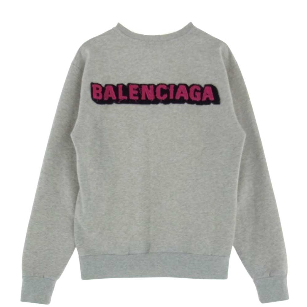 BALENCIAGA バレンシアガ 518249 TAV50 PATCHED SWEATSHIRT バック パッチロゴ スウェット トレーナー オフホワイト系 グレー系 M【中古】