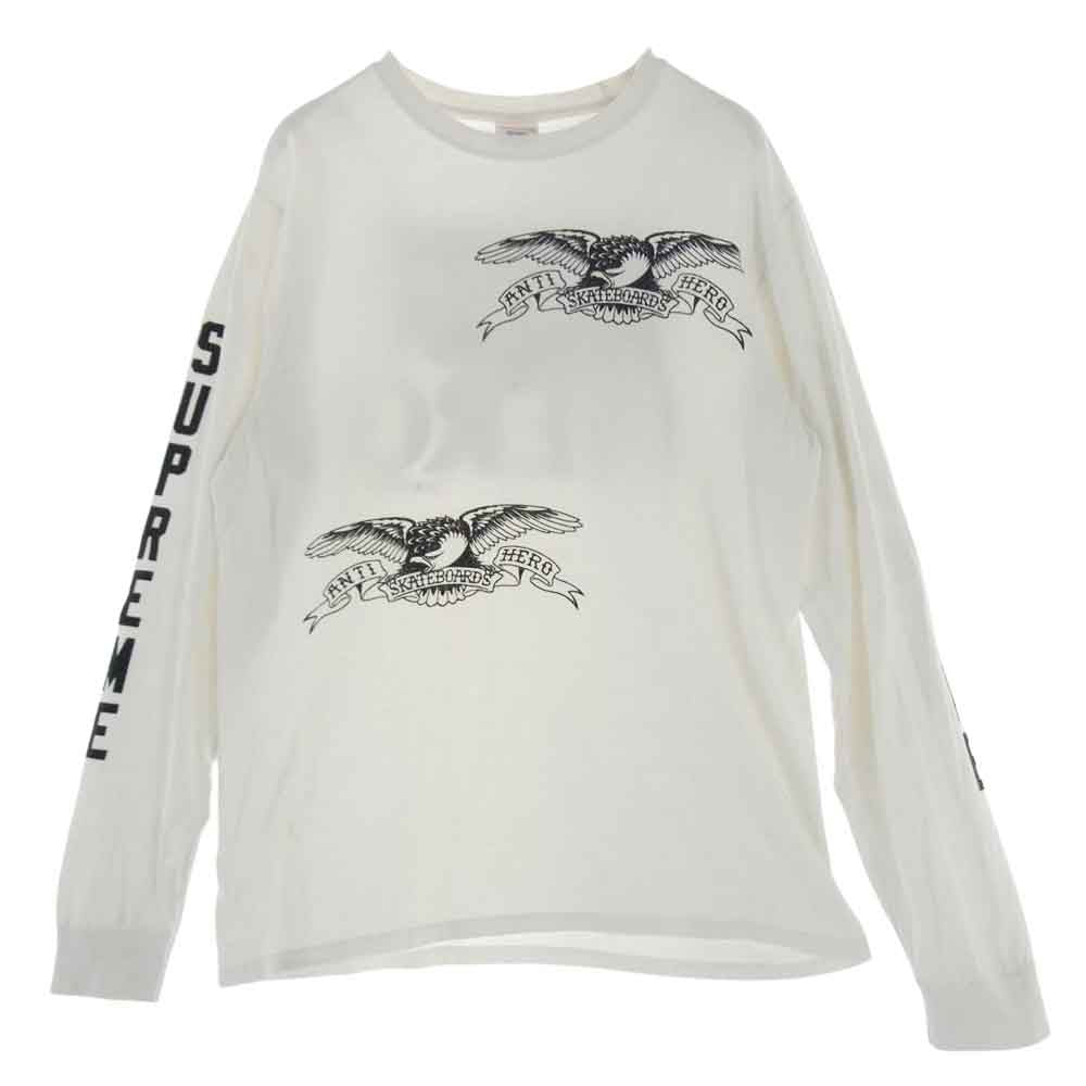 Supreme シュプリーム x ANTIHERO アンタイヒーロー 14SS Long Sleeve Logo Tee 長袖Tシャツ ホワイト系 M【中古】