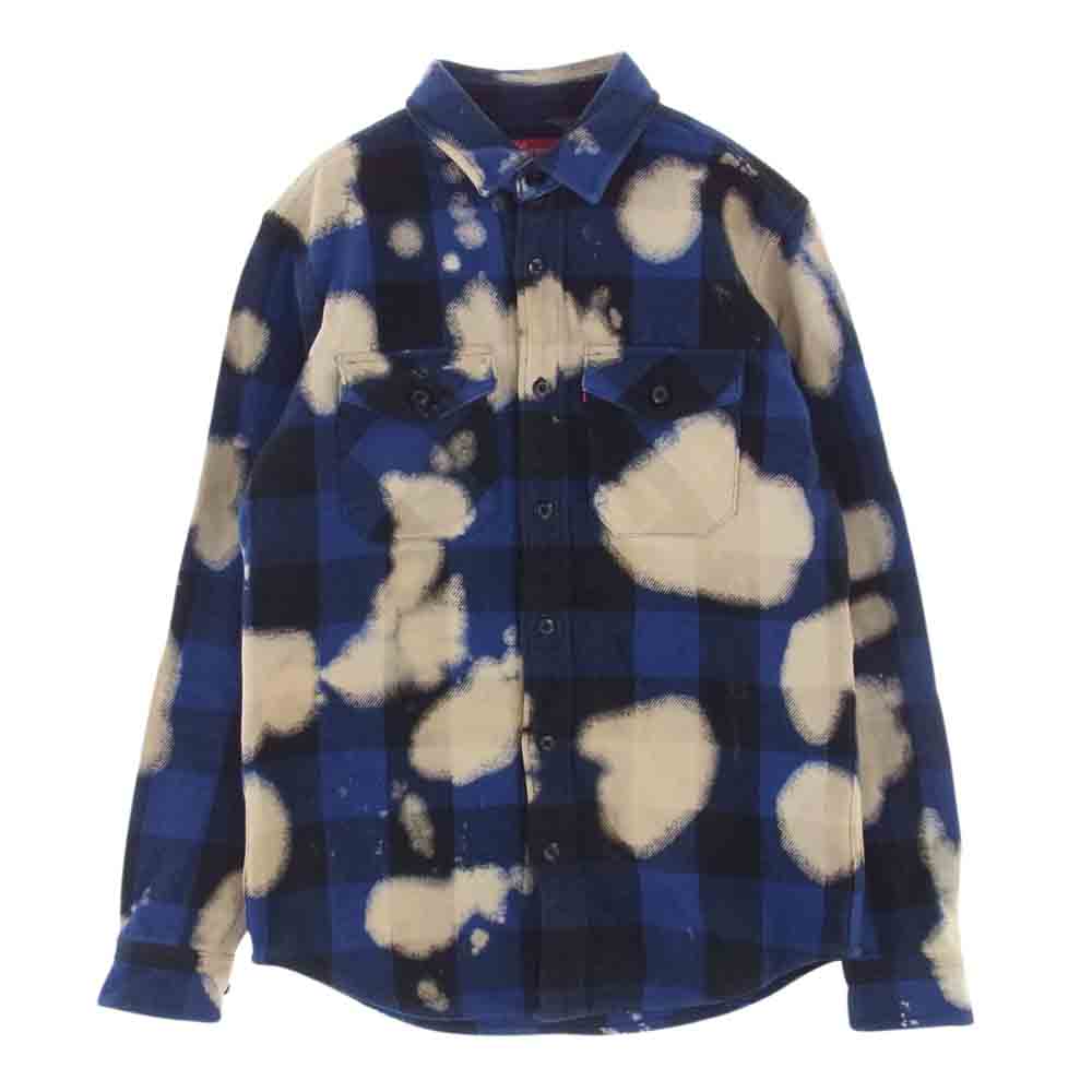 Supreme シュプリーム 13AW Bleached Buffalo Heavyweight Shirt ブリーチ加工 バッファロー チェック ネル シャツ   ブルー系 S【中古】
