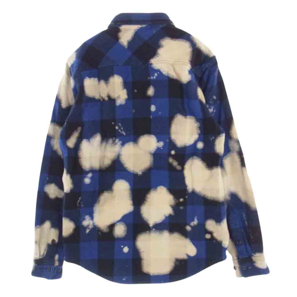 Supreme シュプリーム 13AW Bleached Buffalo Heavyweight Shirt ブリーチ加工 バッファロー チェック ネル シャツ   ブルー系 S【中古】